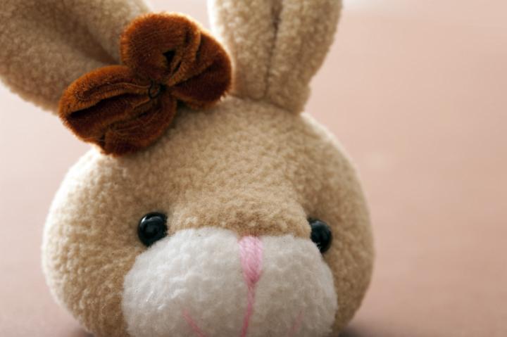 easter_bunny.jpg - Face of a cute soft plush stuffed Easter bunny toy in a concept of childhood memories and kids celebrations of the holidays